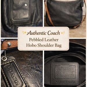 Coach Black and Brown Pebbled Leather Shoulder Bag